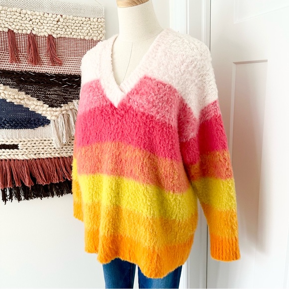 Anthropologie Simone Striped Wool Blend Fuzzy Knit Pullover Sweater Size S - Picture 6 of 9